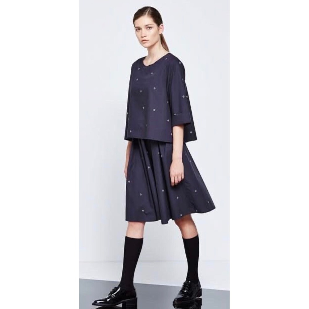 Kowtow Organic Cotton Poplin Layered Spot Print Dress Size Medium New Zealand
